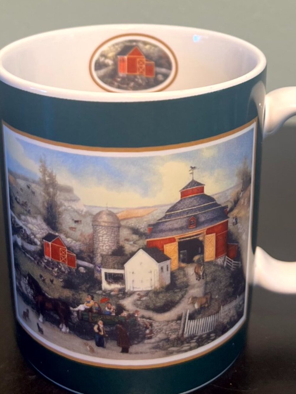 VTG 1996 Lang & Wise Meadowbrook Farm Coffee Mug Linda Nelson Stocks Red Barn